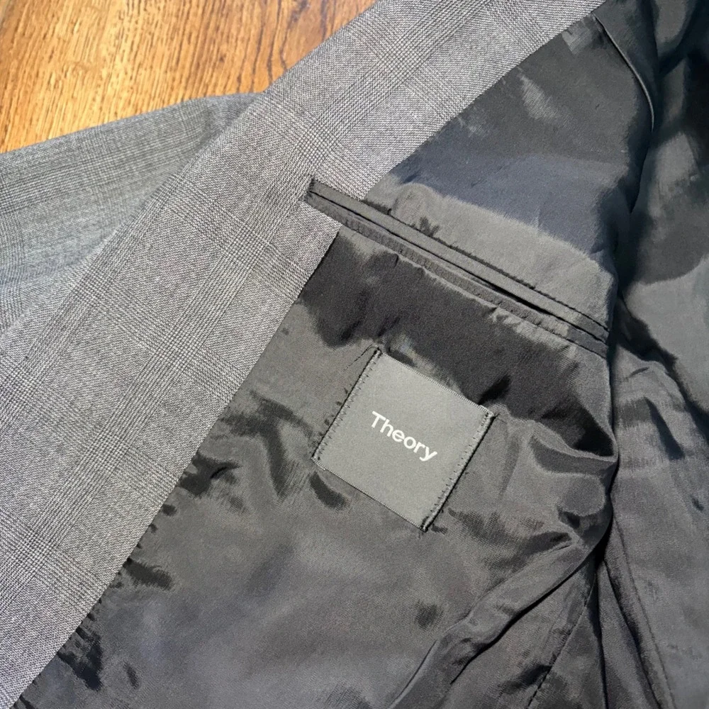 Theory‎ Wellar Charde Mens 42R Gray Glen Plaid Wool 2-Button Blazer Sport Coat